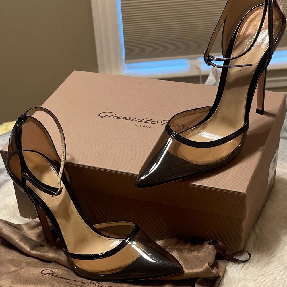 Gianvito Rossi Savin D’Orsay plexi heels size 38 WITH BOX